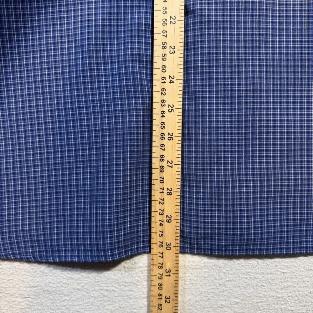 The North Face Shirt Mens Large Performance Check Blue Button Up Pocket
